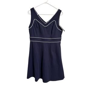 ModCloth Navy and White Sleeveless Knee Length Dress Size Large NWT